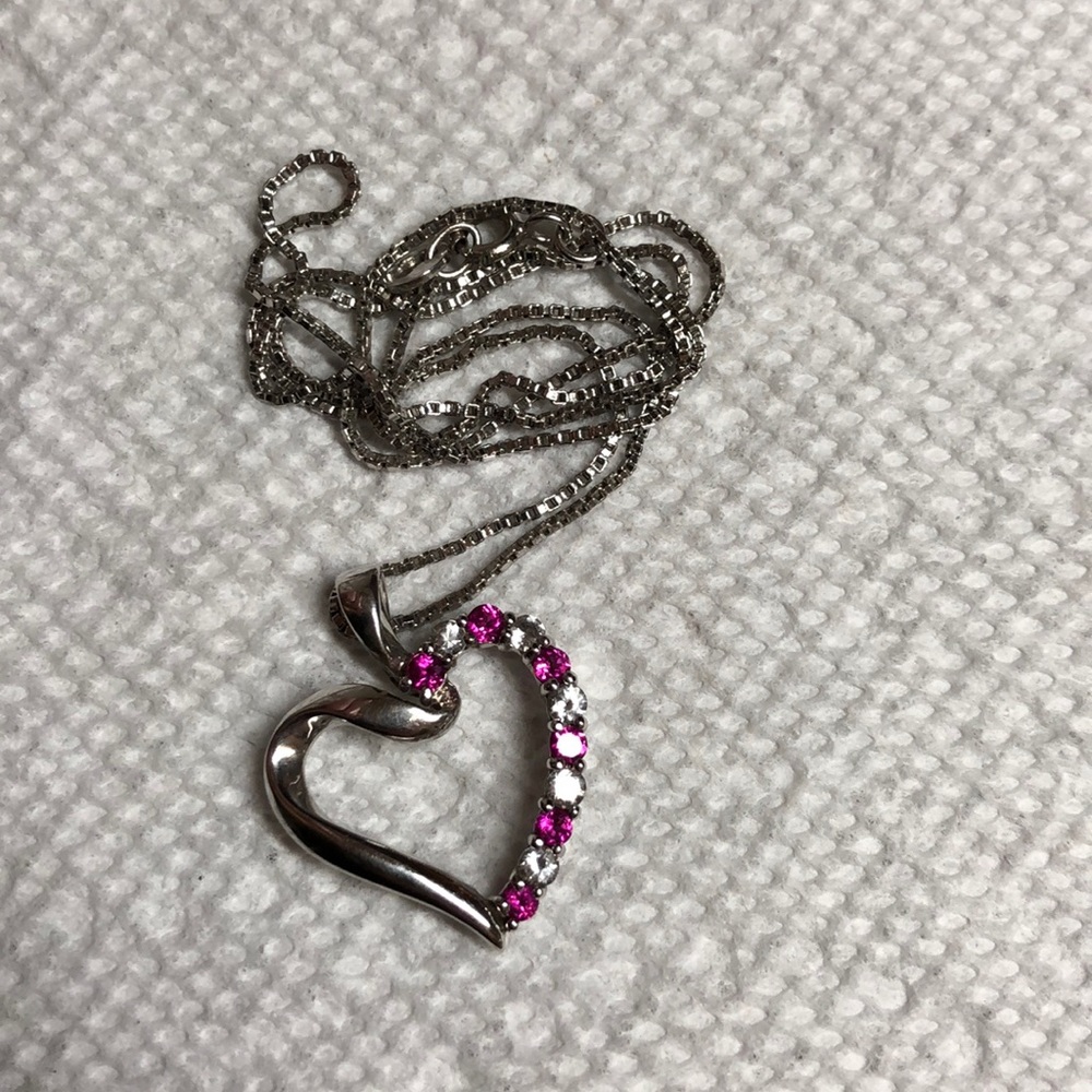 Sterling silver ruby heart necklace